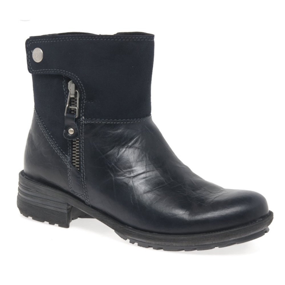 Josef Seibel Womens Sandra Leather Ankle Boot Bottie Side Zip Black EU 37 US 6.5